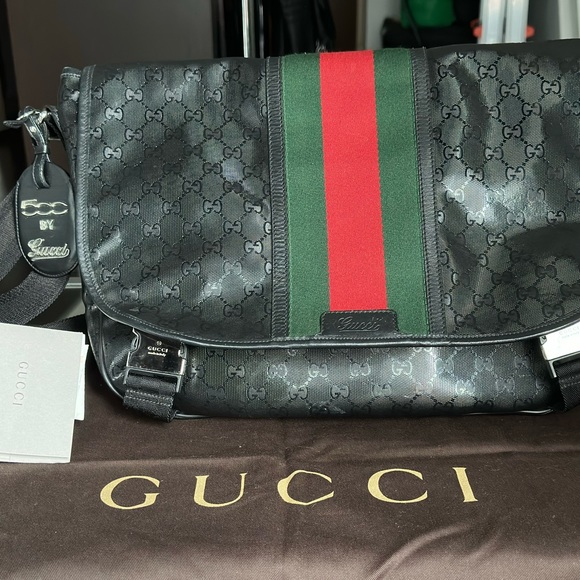 GUCCI Imprime Monogram Web 500 Black Messenger Bag - Picture 9 of 10